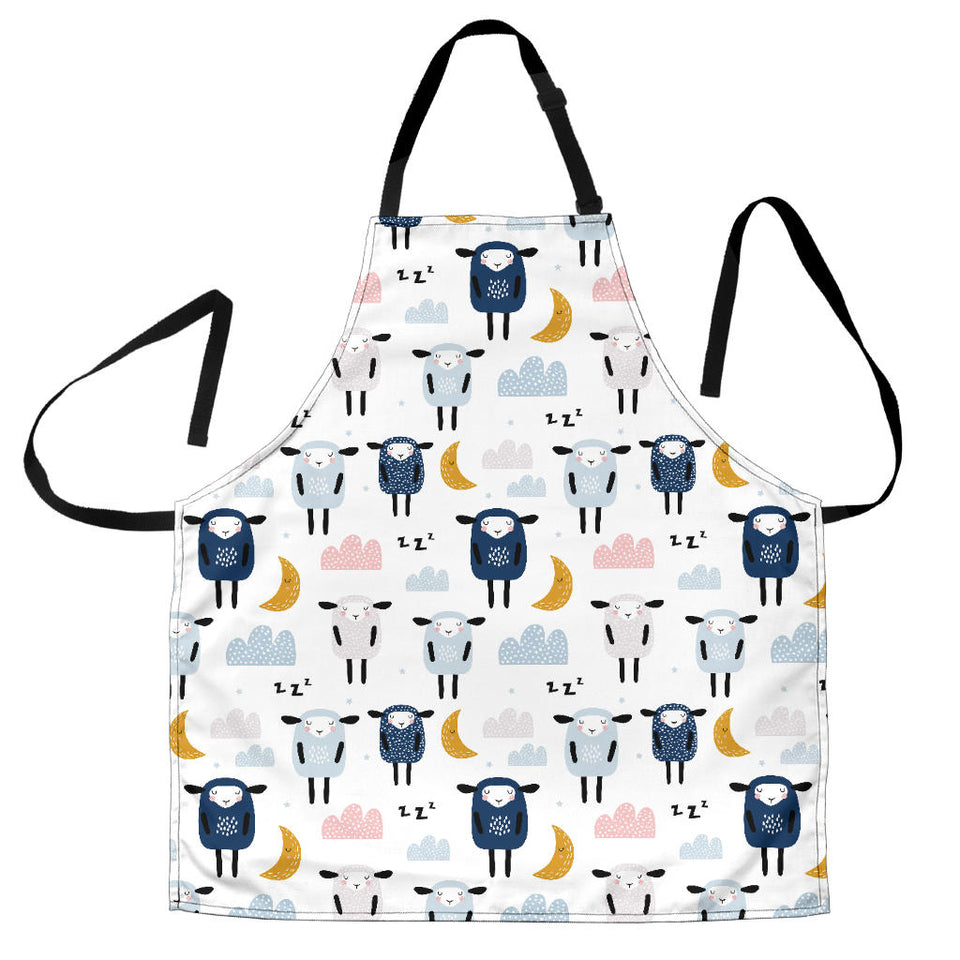 Cute Sleeping Sheep Moon Cloud Pattern Adjustable Apron