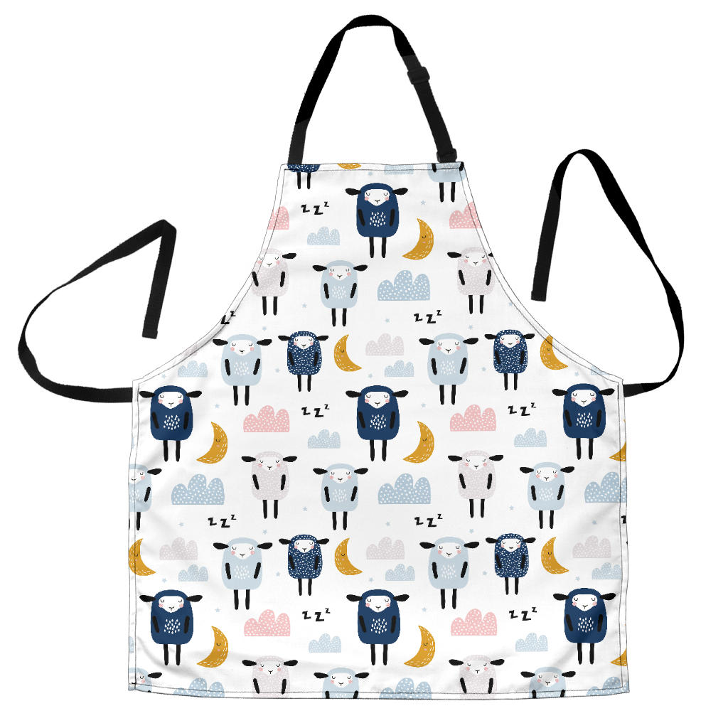 Cute Sleeping Sheep Moon Cloud Pattern Adjustable Apron