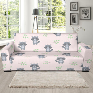 Cute Raccoons Leaves Pattern Sofa Slipcover