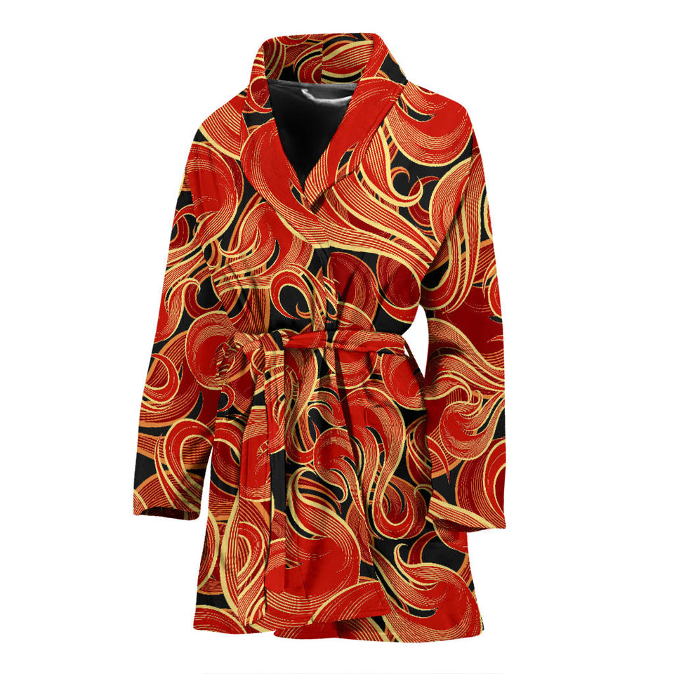 Fire Flame Pattern Women'S Bathrobe