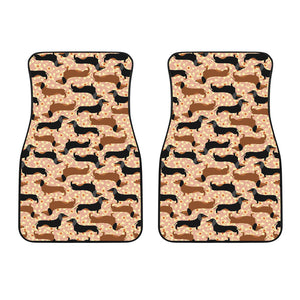 Dachshund Floral Background Front Car Mats