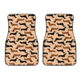 Dachshund Floral Background Front Car Mats