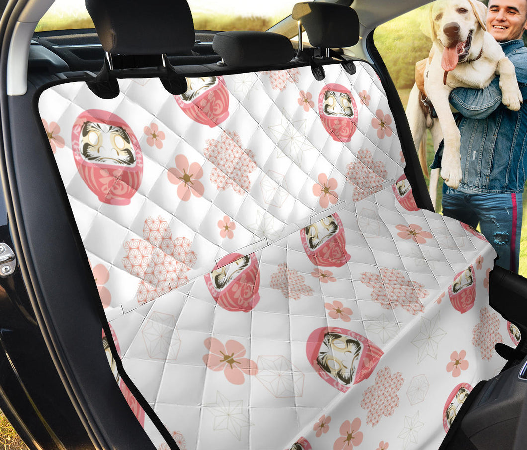 Daruma Japanese Wooden Doll Cherry Blossom Flower Pattern Dog Car Seat Covers