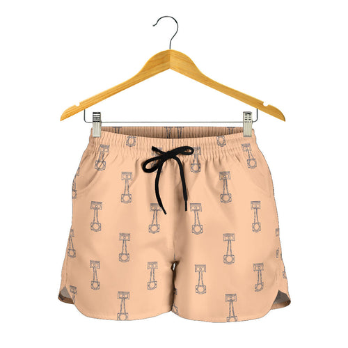Engine Piston Cream Background Pattern Print Design 04 Women Shorts