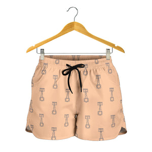 Engine Piston Cream Background Pattern Print Design 04 Women Shorts