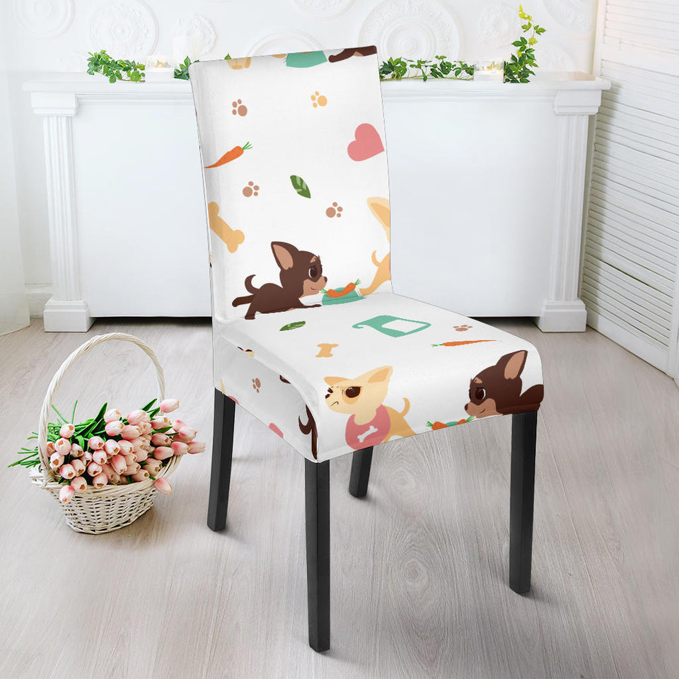 Cute Chihuahua Puppie Pattern Dining Chair Slipcover