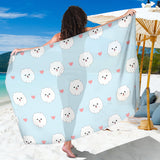 White Cute Pomeranian Pattern Sarong