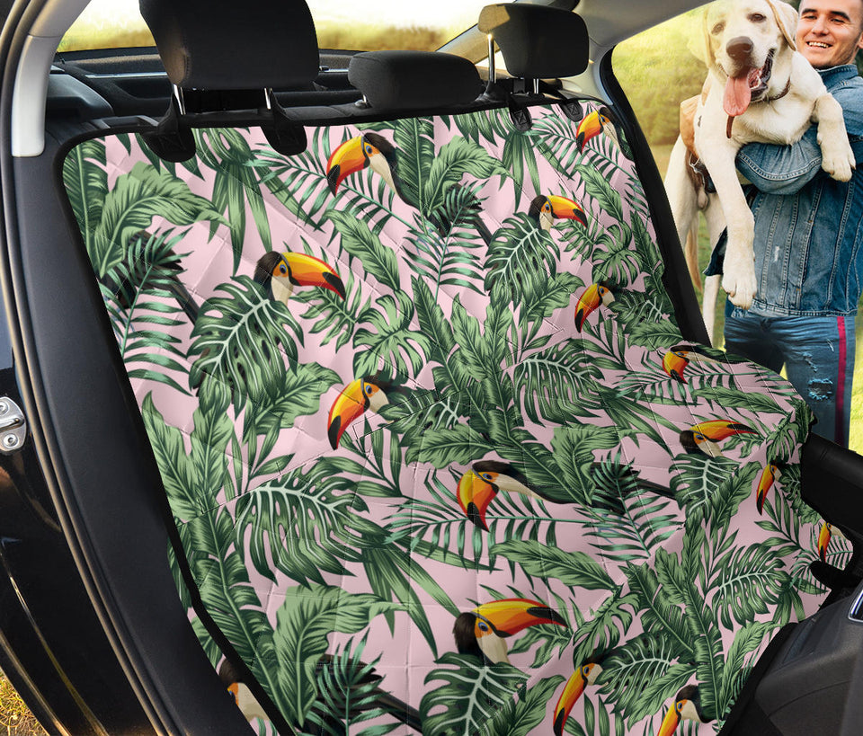 Toucan Tropical Green Jungle Palm Pattern Dog Car Seat Covers