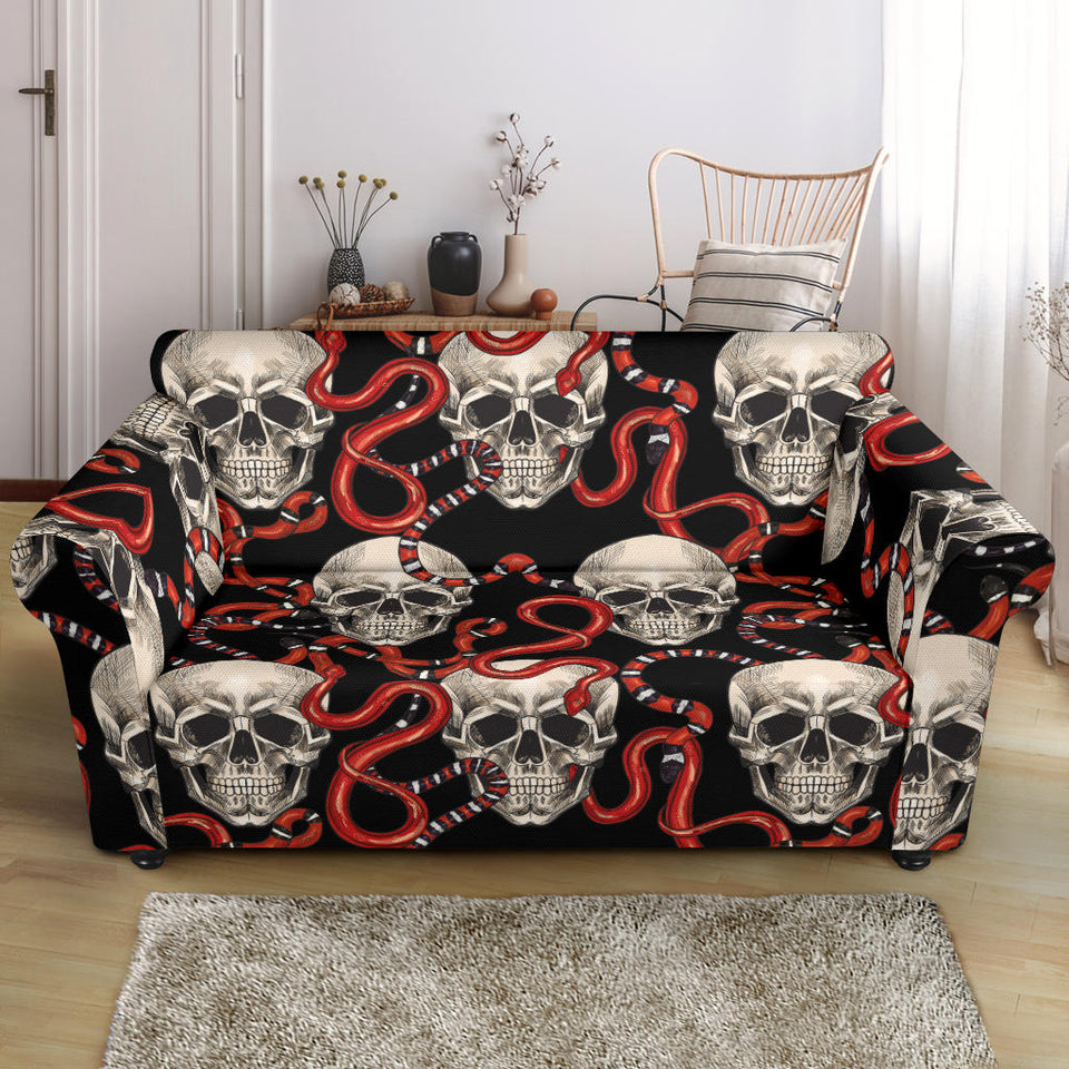 Red Snake Skull Pattern Loveseat Couch Slipcover