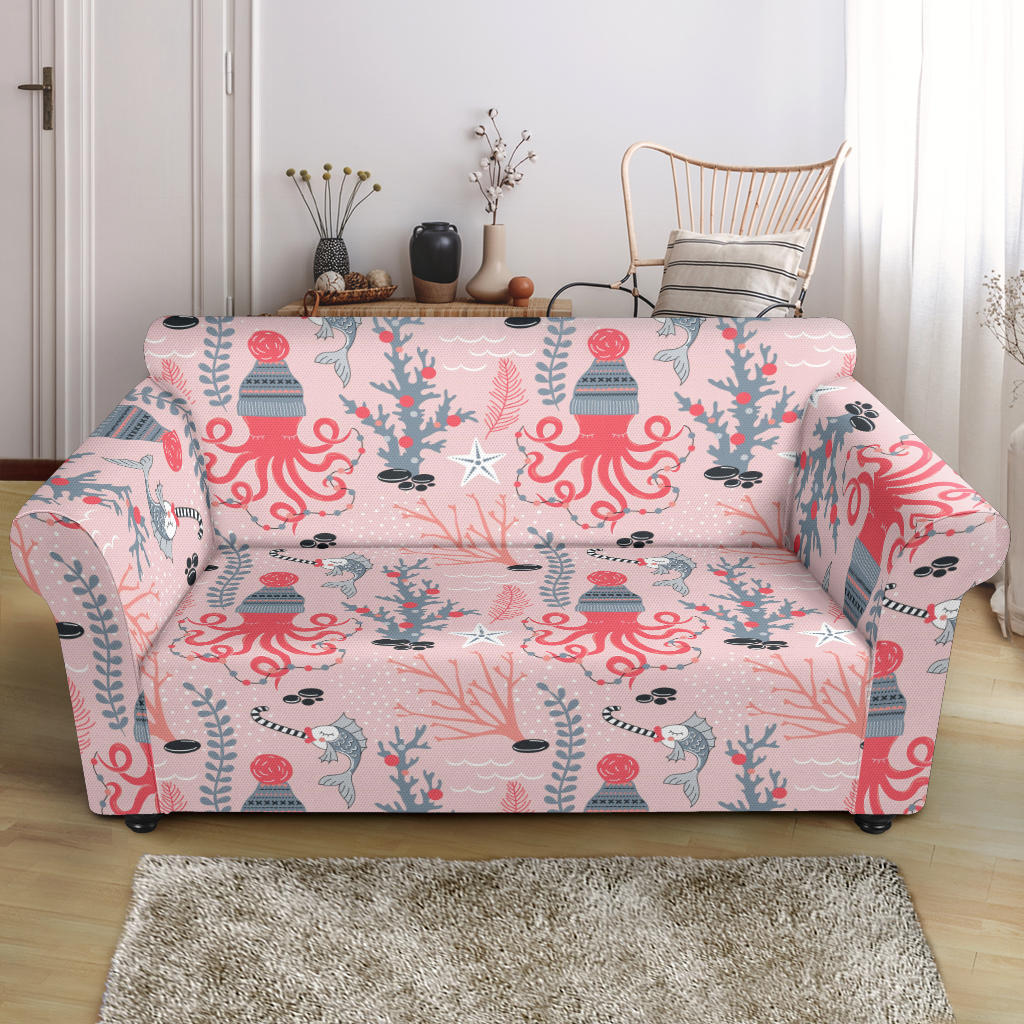 Octopus Winter Hat Garland Fish Candy Seaweed Coral Starfish Loveseat Couch Slipcover