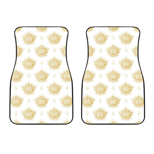 Gold Ornamental Lotue Waterlily Symbol Pattern Front Car Mats