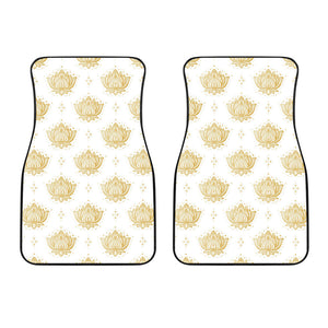 Gold Ornamental Lotue Waterlily Symbol Pattern Front Car Mats
