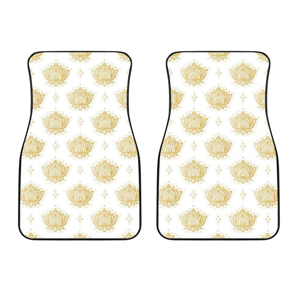 Gold Ornamental Lotue Waterlily Symbol Pattern Front Car Mats