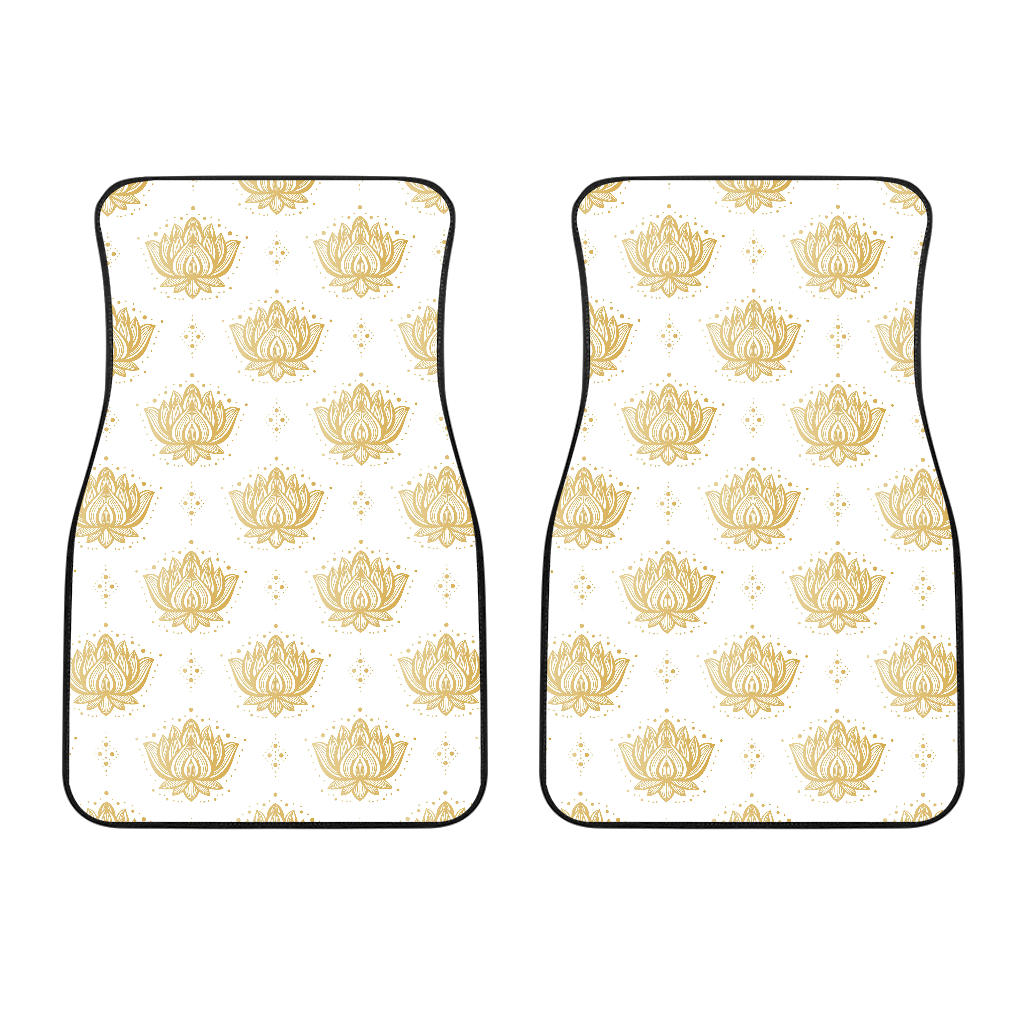 Gold Ornamental Lotue Waterlily Symbol Pattern Front Car Mats