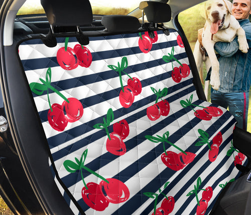 Hand Drawn Cherry Pattern Striped Background Dog Car Seat Covers