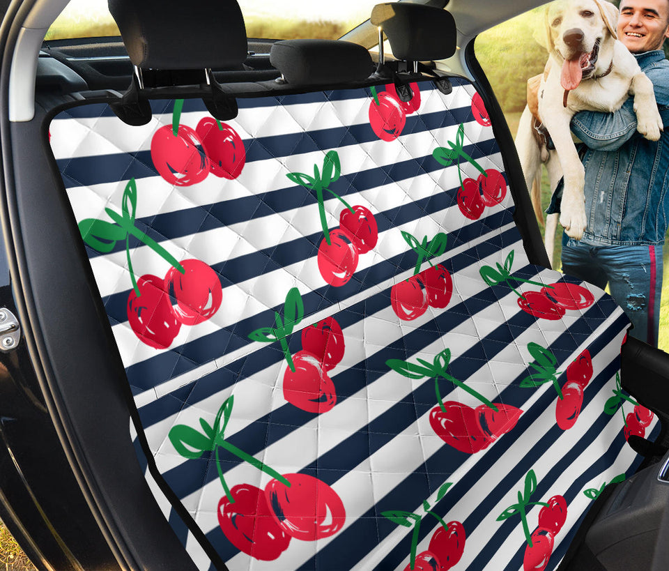 Hand Drawn Cherry Pattern Striped Background Dog Car Seat Covers
