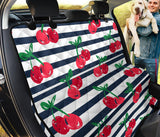 Hand Drawn Cherry Pattern Striped Background Dog Car Seat Covers