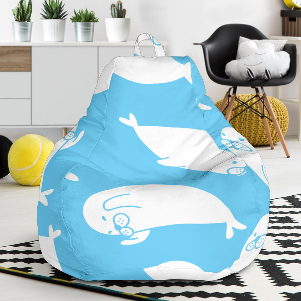 Cute White Sea Lion Seals Pattern Bean Bag Cover