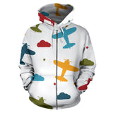 Airplane Star Cloud Colorful Zip Up Hoodie
