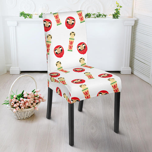 Daruma Japanese Wooden Doll Dining Chair Slipcover