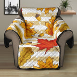Maple leaf oak leaf acorns beige striped background Recliner Cover Protector