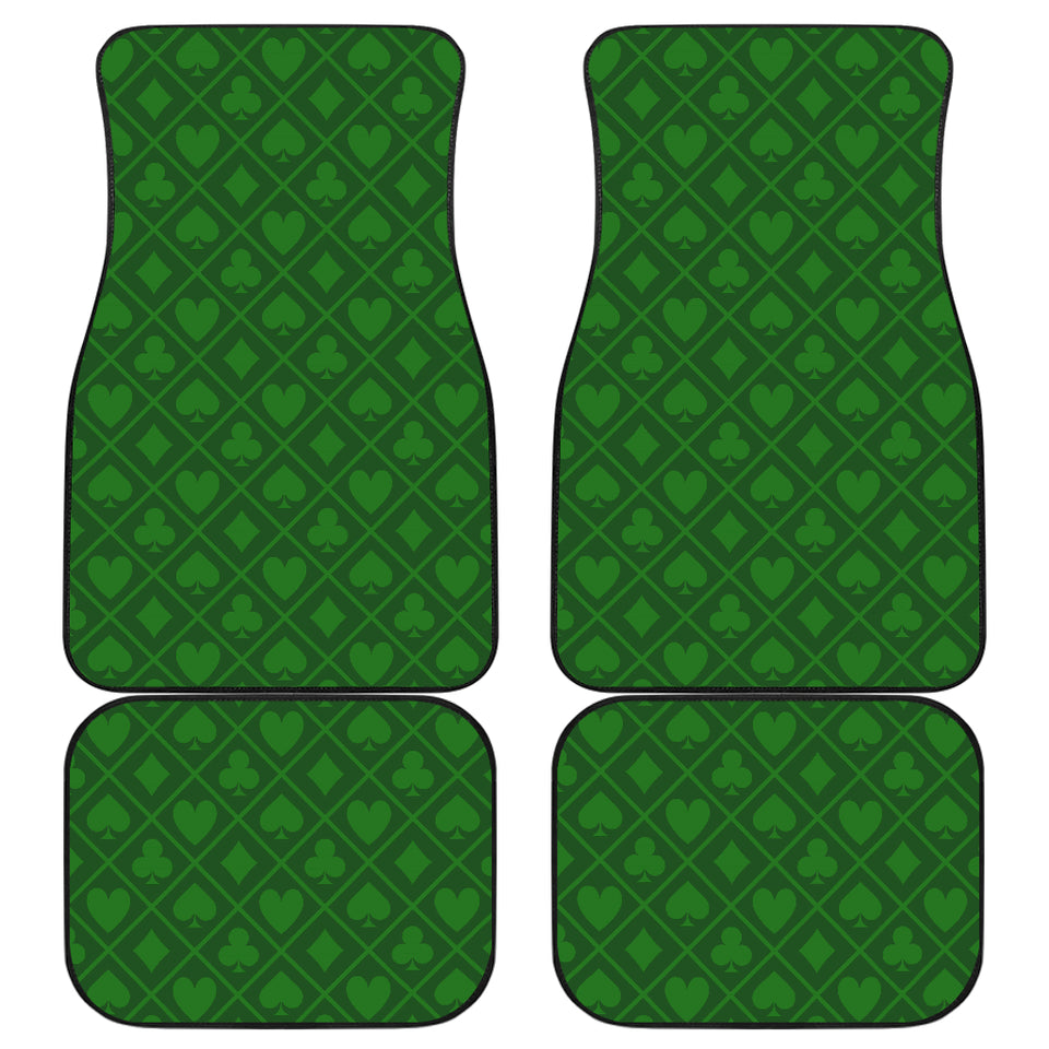 Casino Cards Suits Pattern Print Design 04 Front and Back Car Mats