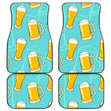 Beer Pattern Green Background Front And Back Car Mats