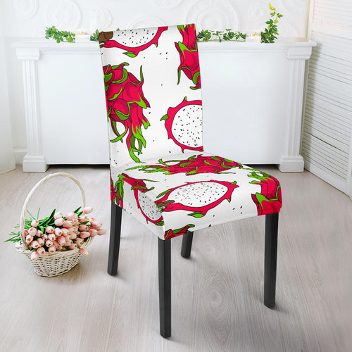 Dragon Fruits White Background Dining Chair Slipcover