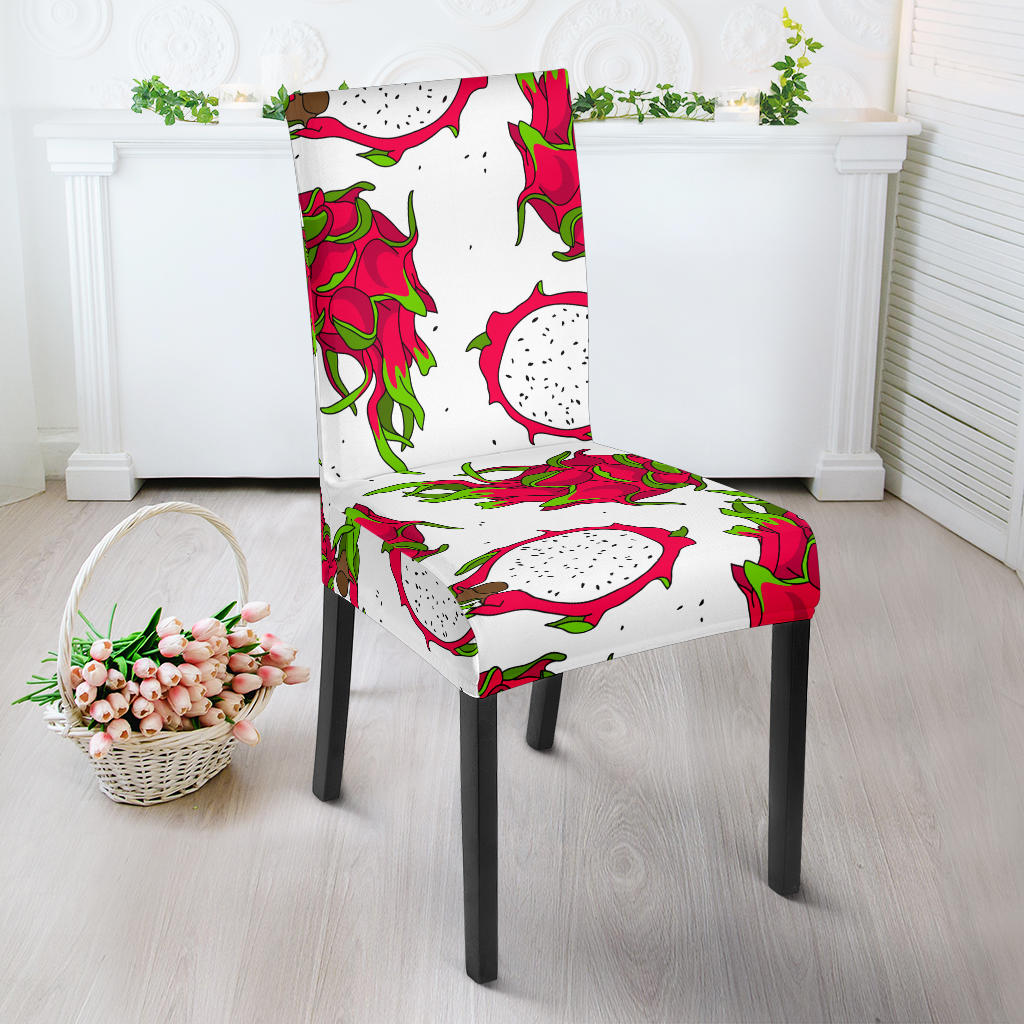 Dragon Fruits White Background Dining Chair Slipcover
