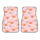 Cute Fox Pattern Pink Background Front Car Mats