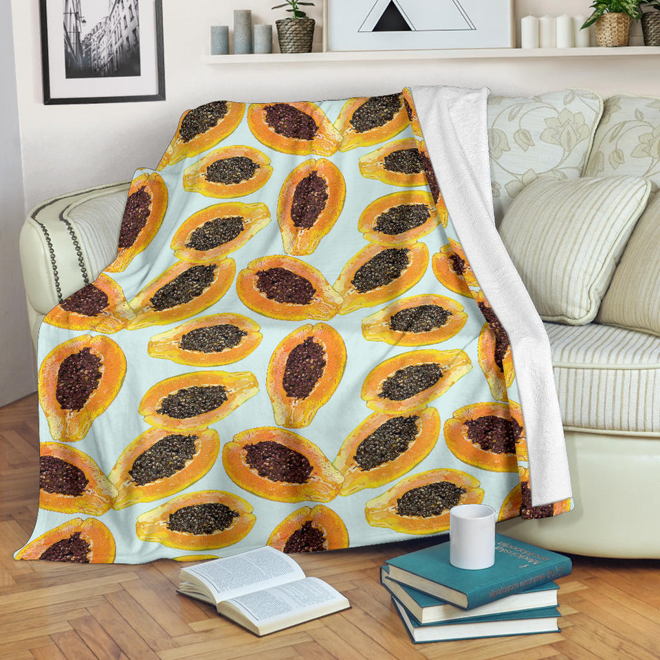 Watercolor Papaya Pattern Premium Blanket