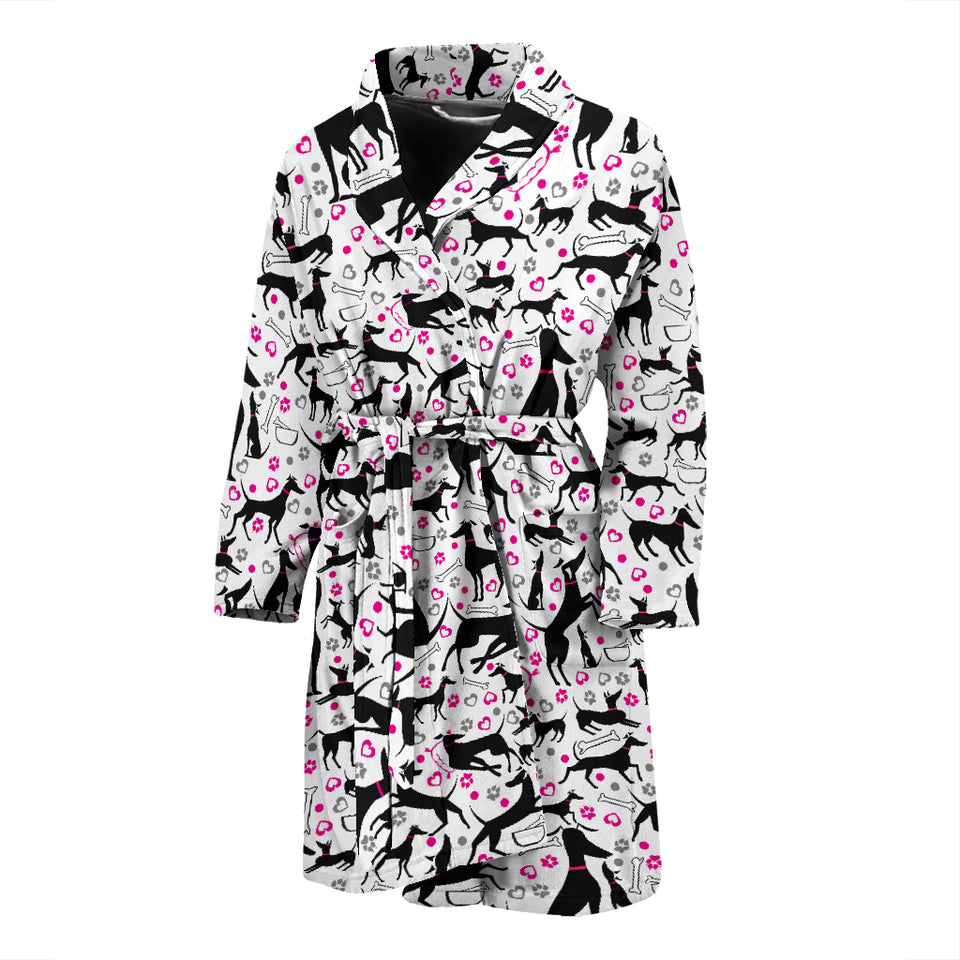 Greyhound Pattern Print Design 02 Men's Bathrobe