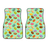 Colorful Donut Pattern Green Background Front Car Mats