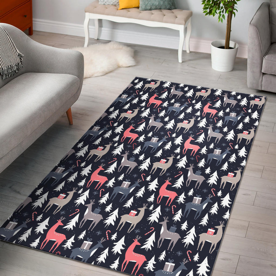 Deers Winter Christmas Pattern Area Rug