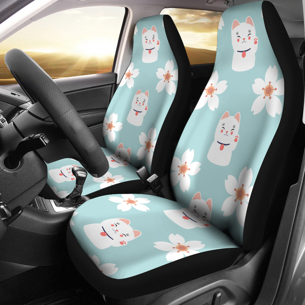 Maneki Neko Lucky Cat Sakura Universal Fit Car Seat Covers