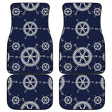 Nautical Steering Wheel Design Pattern Front And Back Car Mats