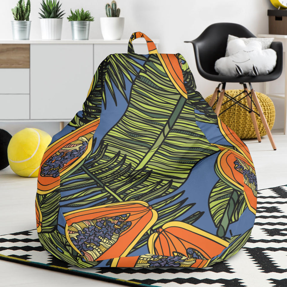 Colorful Papaya Tropical Leaves Bean Bag Cover