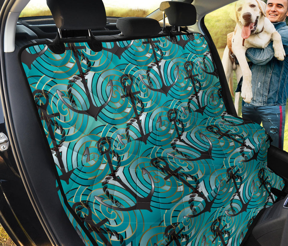 Anchor Nautical Green Background Dog Car Seat Covers