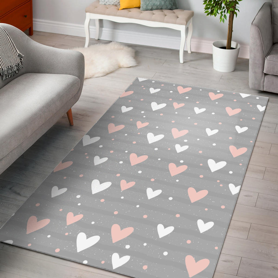 Heart Pattern Gray Background Area Rug
