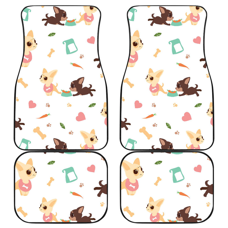 Cute Chihuahua Puppie Pattern Front And Back Car Mats