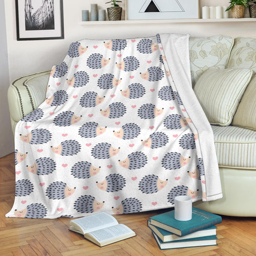 Hedgehog Pattern Print Design 04 Premium Blanket