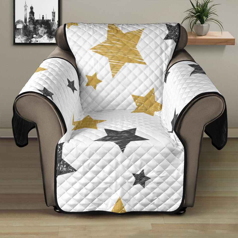 hand drawn gold black star pattern Recliner Cover Protector