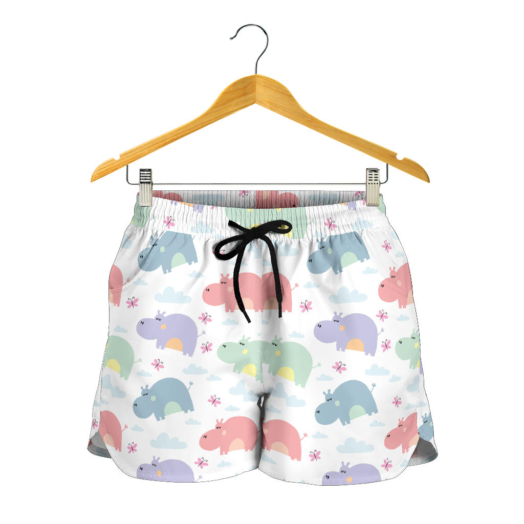 Hippopotamus Pattern Print Design 03 Women Shorts