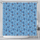 Anchors Rudder Compass Star Nautical Pattern Shower Curtain Fulfilled In US