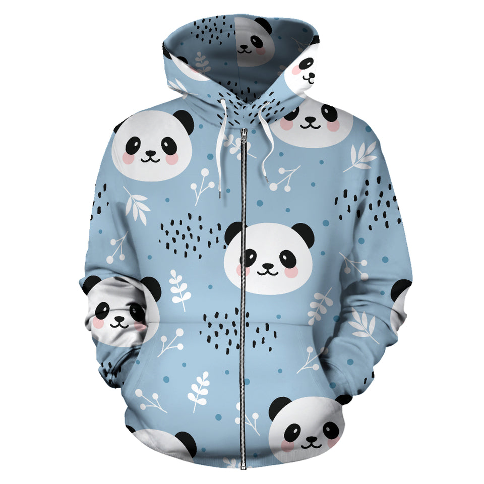 Cute Panda Pattern Zip Up Hoodie