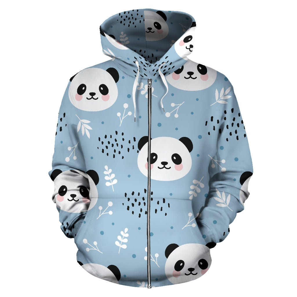 Cute Panda Pattern Zip Up Hoodie