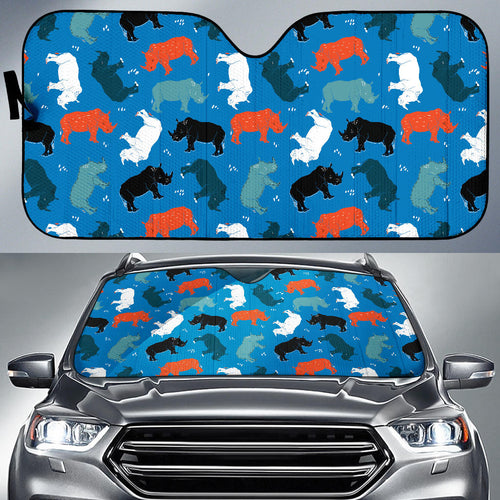 Colorful Rhino Pattern Car Sun Shade
