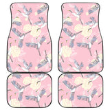 Japanese Crane Rose Pattern Front And Back Car Mats