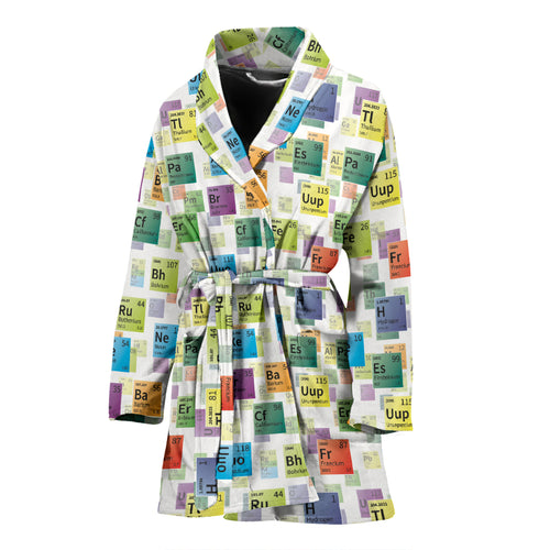 Chemistry Periodic Table Pattern Print Design 05 Women's Bathrobe