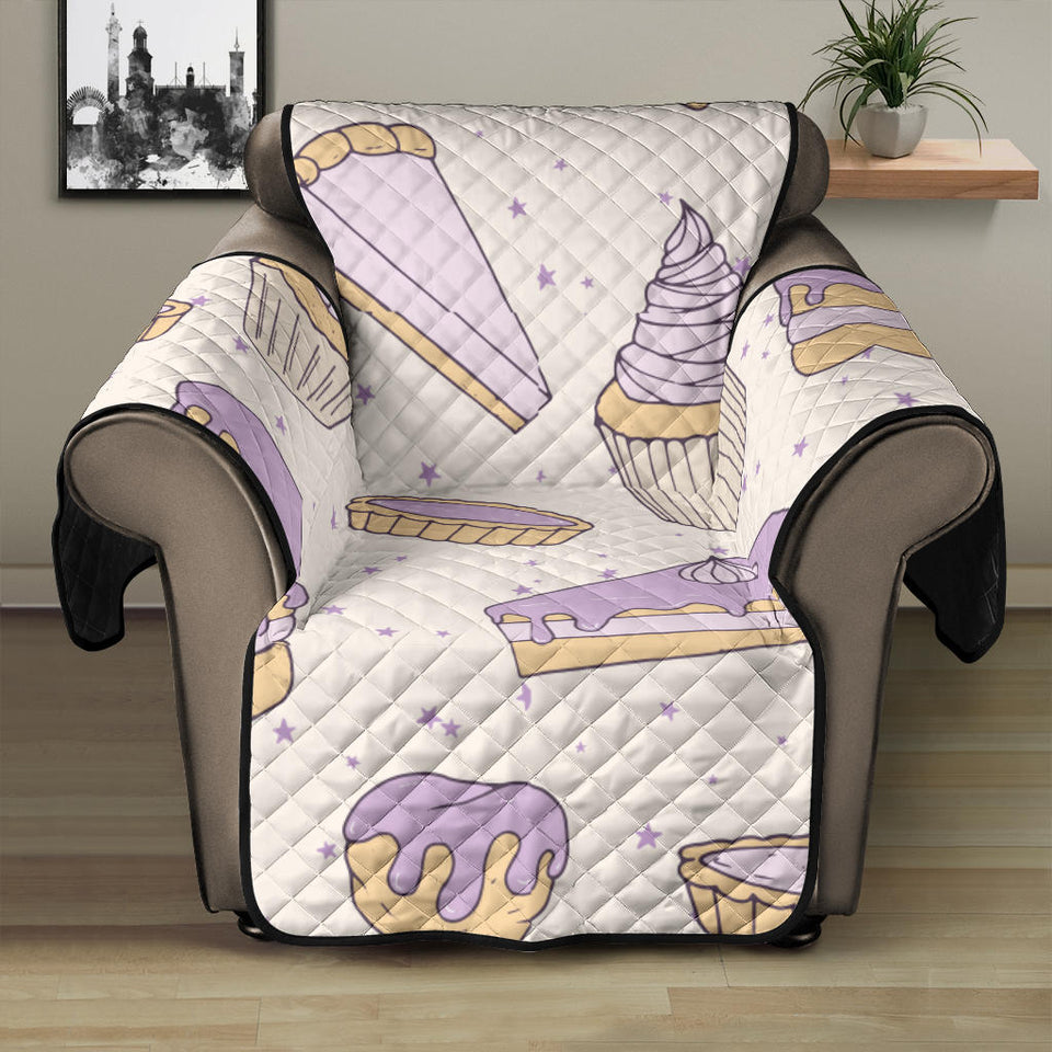Cakes pies tarts muffins and eclairs purple blueberry topping pattern Recliner Cover Protector